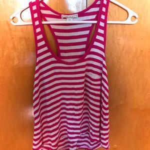 F21 Pink/White Striped Tank Top
